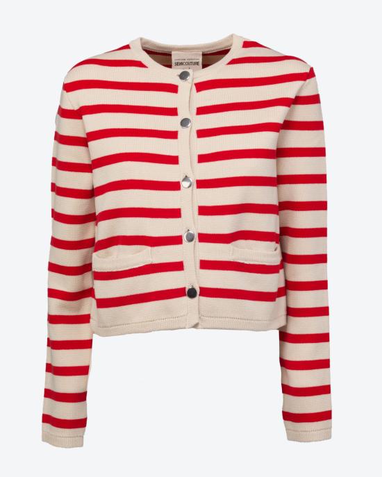  세미쿠튀르 가디건 Y3SA30 RG027 Beige rosso - SEMI-COUTURE