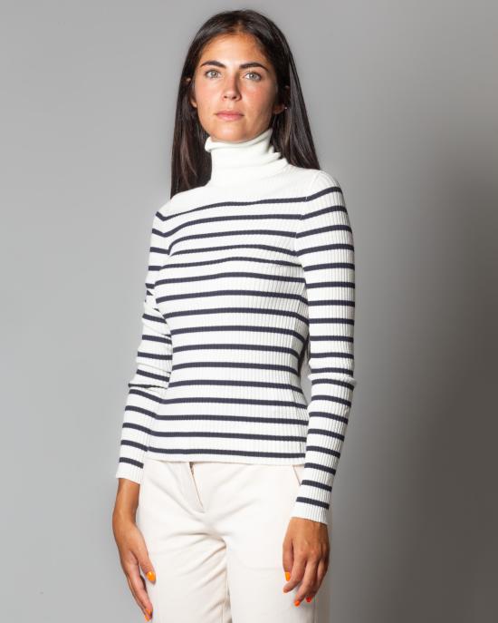  세미쿠튀르 터틀넥 Y3WA16 RG056 Bianco blu - SEMI-COUTURE