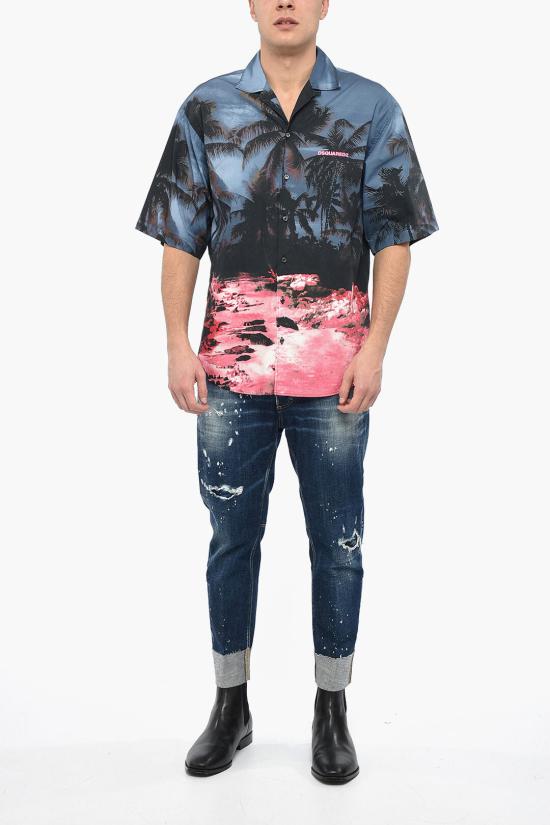  디스퀘어드2 반팔 셔츠 S74DM0704 S76485 001S Blu Rosa - DSQUARED2