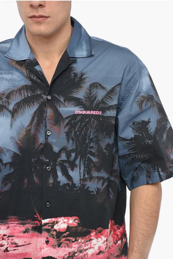  디스퀘어드2 반팔 셔츠 S74DM0704 S76485 001S Blu Rosa - DSQUARED2