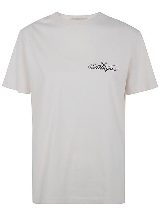 24FW 골든구스 반팔 티셔츠 GWP01220 P001625 11569 11569 HERITAGE WHITE BLACK - GOLDEN GOOSE