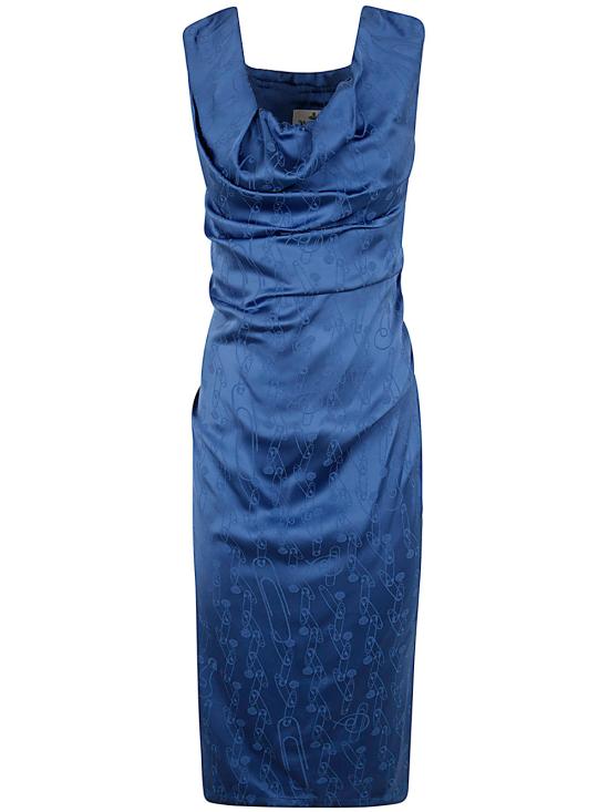 24FW 비비안웨스트우드 미디 원피스 1101031T W00WV K208 BLUE - VIVIENNE WESTWOOD