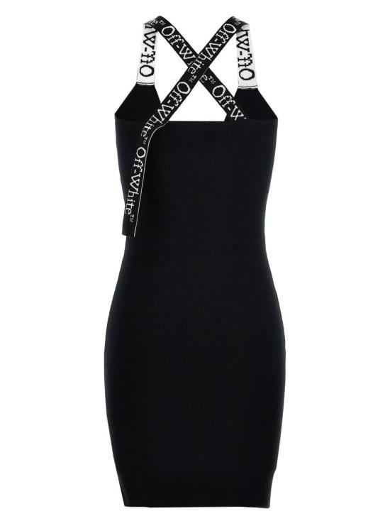 24FW 오프화이트 숏 원피스 OWHI022F24KNI00110011001 WHITE BLACK - OFF WHITE