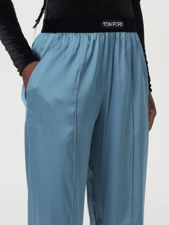 25FW 톰포드 로고 밴딩 파자마 팬츠  PAW397FAX881 HB552 Blue - TOMFORD