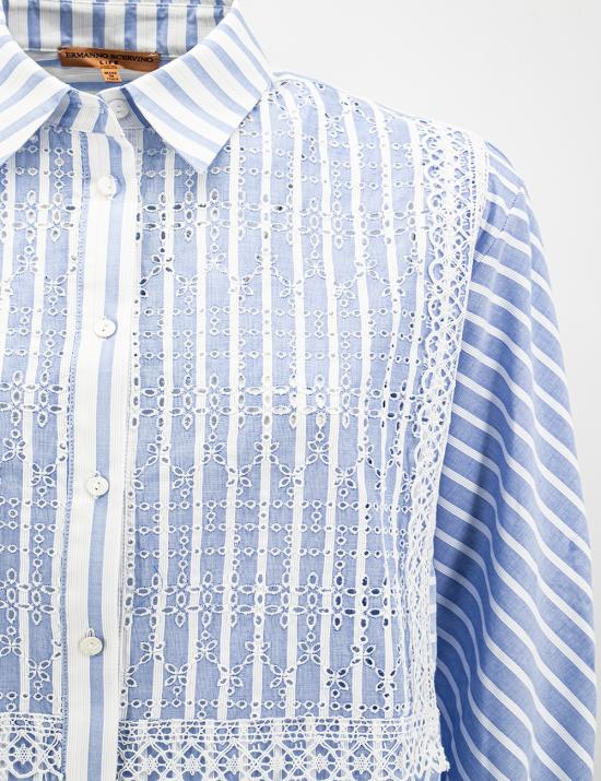  에르마노 설비노 미디 원피스 D424K316RWG A4218 A4218 STRIPE CHIA DARK SANDAL - ERMANNO SCERVINO