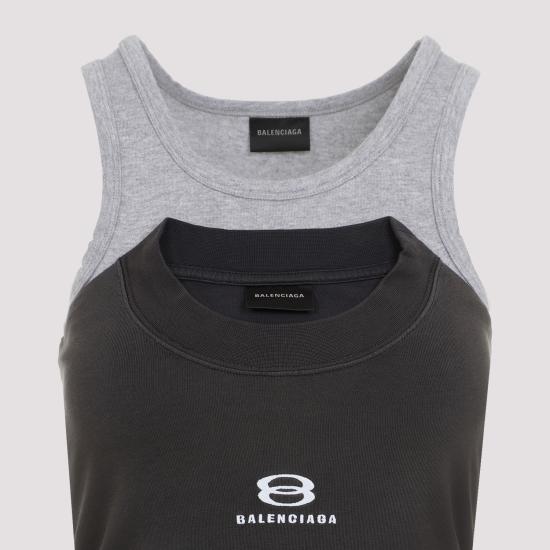 24FW 발렌시아가 민소매 티셔츠 791711 TPVG9 1569 FADED BLACK WHITE - BALENCIAGA