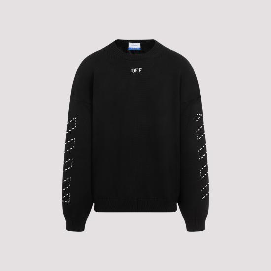 25SS 오프화이트 긴팔 티셔츠 OMHE191C99KNI001 1061 BLACK - OFF WHITE