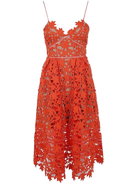  셀프 포트레이트 미디 원피스 SS24 151M O ORANGE