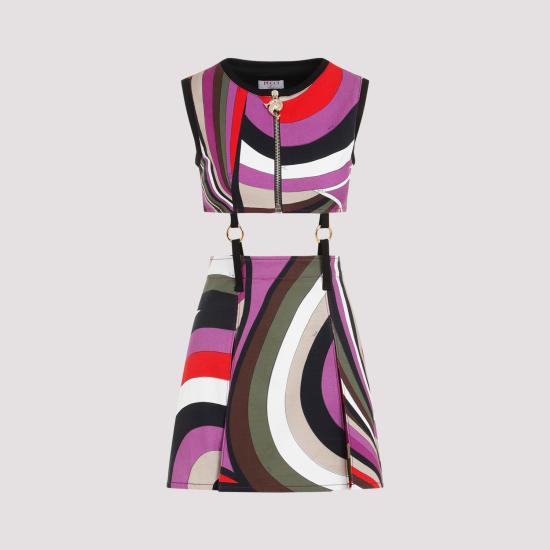  푸찌 숏 원피스 4HRG62 4H753 008 KHAKI FUXIA - PUCCI