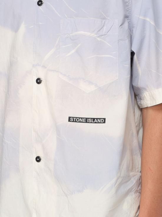  스톤 아일랜드 반팔 셔츠 12393 V0040 Gnawed Blue - STONE ISLAND