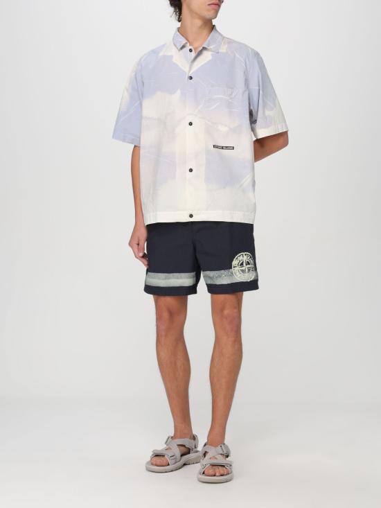  스톤 아일랜드 반팔 셔츠 12393 V0040 Gnawed Blue - STONE ISLAND