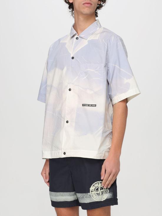  스톤 아일랜드 반팔 셔츠 12393 V0040 Gnawed Blue - STONE ISLAND