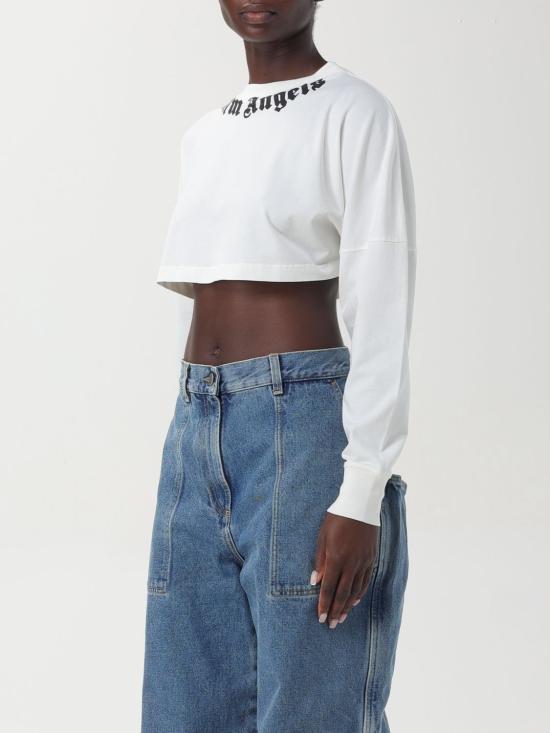 24FW 팜앤젤스 긴팔 티셔츠 PWAB023F24JER0010310 White - PALM ANGELS