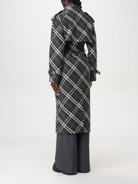 25FW 버버리 롱 체크 코튼 블렌드 트렌치 코트 8095300 Green - BURBERRY