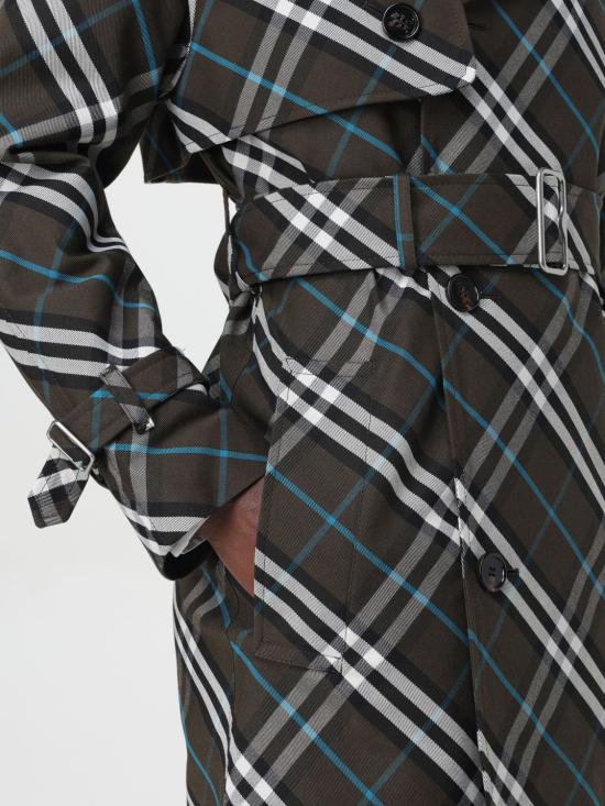 25FW 버버리 롱 체크 코튼 블렌드 트렌치 코트 8095300 Green - BURBERRY