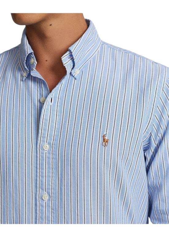  랄프 로렌 긴팔 셔츠 710928918 001 bianco blu - RALPH LAUREN