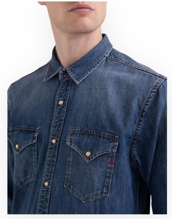  리플레이 데님 셔츠 M4860B00026C62A 009 denim scuro - REPLAY