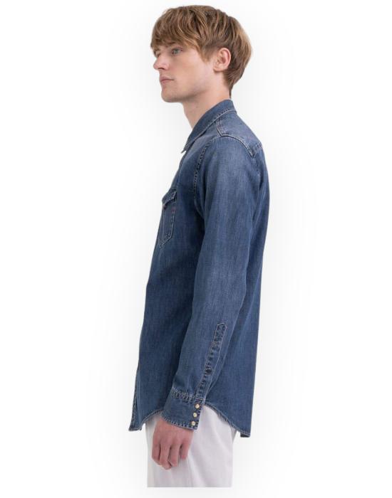  리플레이 데님 셔츠 M4860B00026C62A 009 denim scuro - REPLAY