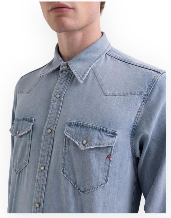  리플레이 데님 셔츠 M498100026C64A 010 denim chiaro - REPLAY