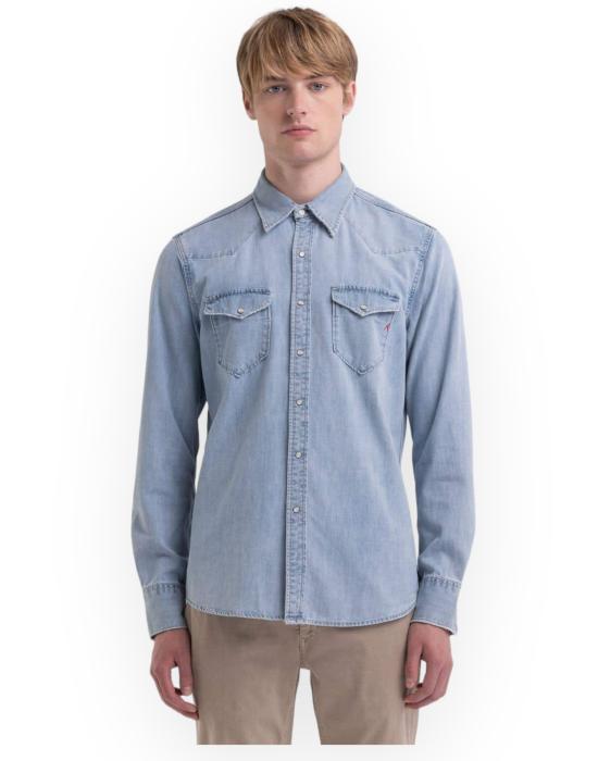  리플레이 데님 셔츠 M498100026C64A 010 denim chiaro