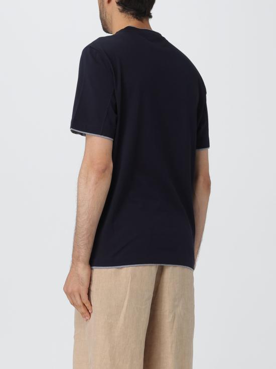  브루넬로 쿠치넬리 반팔 티셔츠 M0B137427 CW893 blu navy - BRUNELLO CUCINELLI