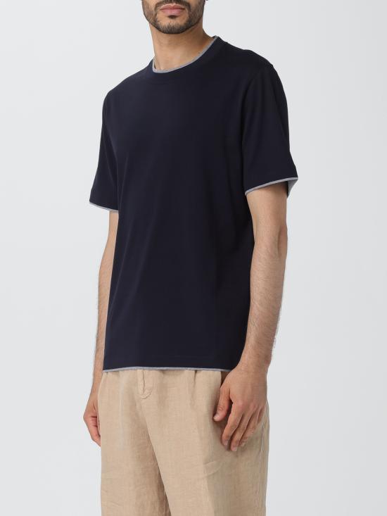  브루넬로 쿠치넬리 반팔 티셔츠 M0B137427 CW893 blu navy - BRUNELLO CUCINELLI