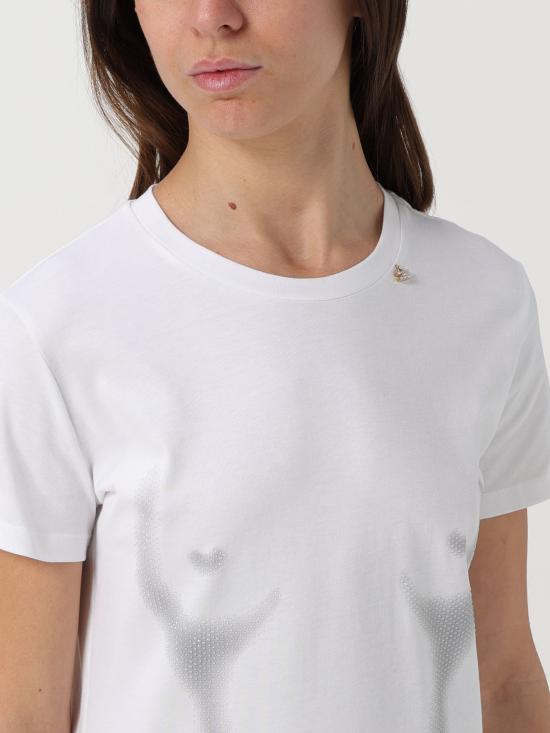 24SS 엘리자베타프랜치 반팔 티셔츠 MA00741E2 177 gesso - ELISABETTA FRANCHI