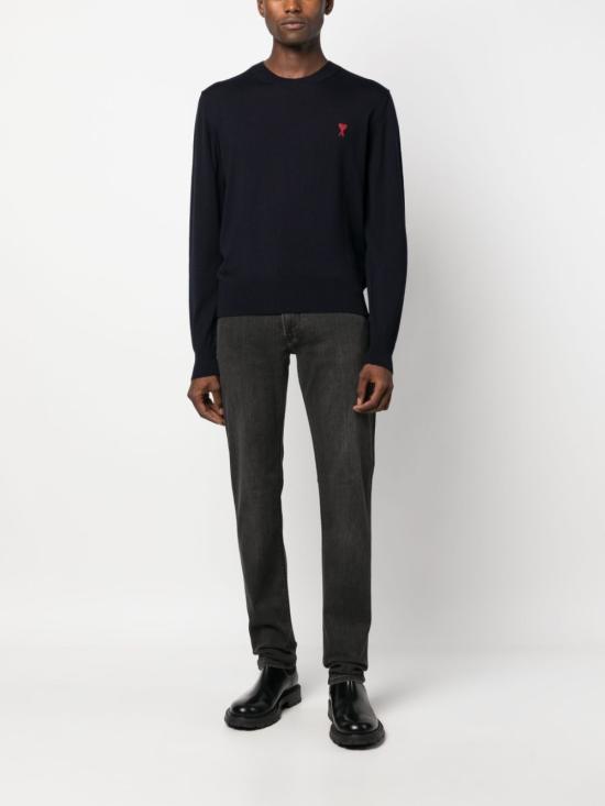  아미 스웨터 HKS111 KN0025 430 Night Blue - AMI