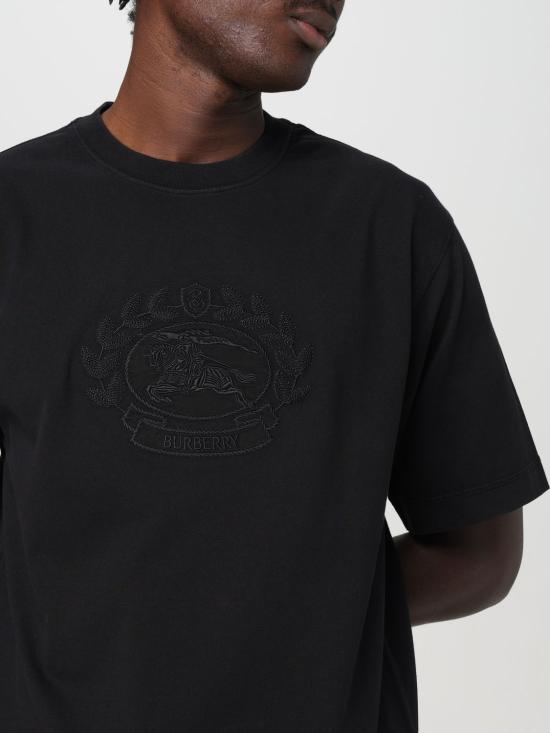 25FW 버버리 프로섬 자수 로고 코튼 티셔츠 8095104 Black - BURBERRY