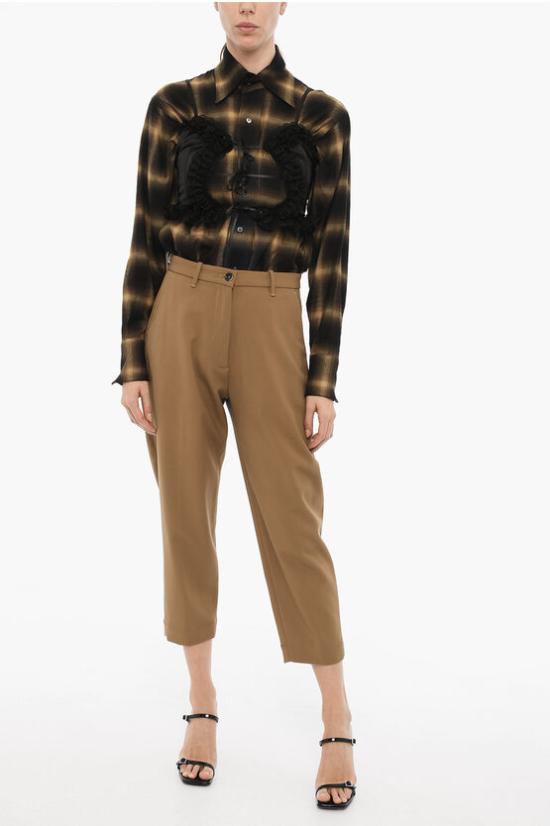  나인인더모닝 크롭 팬츠 IE54D17CAM Brown - NINE IN THE MORNING