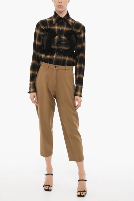  나인인더모닝 크롭 팬츠 IE54D17CAM Brown - NINE IN THE MORNING