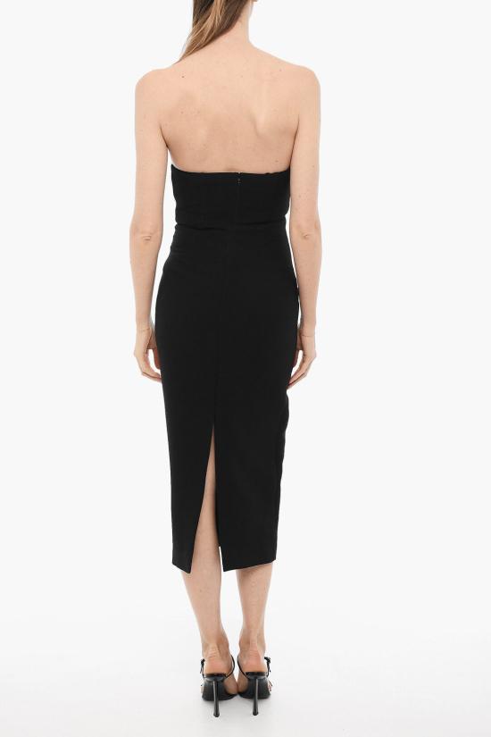  롤랑뮤레 미디 원피스 RM PF23 088M B BLACK STRAPLESS SILK WOOL Nero Argento - ROLAND MOURET