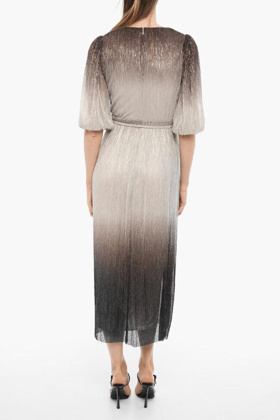  코스타렐로스 롱 원피스 PR23 15 SILVER BLACK METALLIC PLISSE JERSY Silver - COSTARELLOS