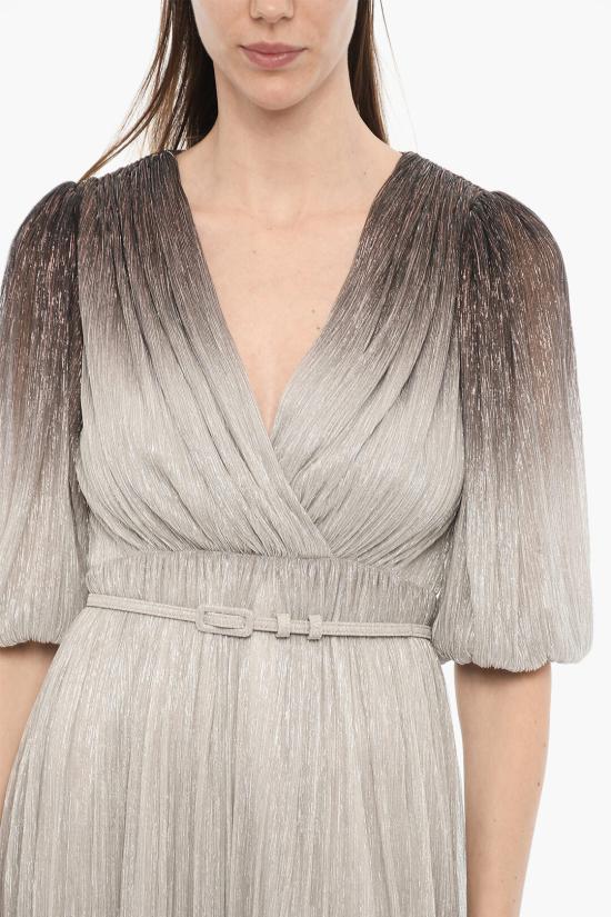  코스타렐로스 롱 원피스 PR23 15 SILVER BLACK METALLIC PLISSE JERSY Silver - COSTARELLOS