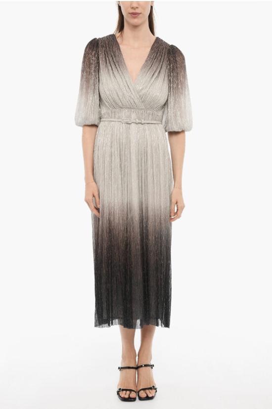  코스타렐로스 롱 원피스 PR23 15 SILVER BLACK METALLIC PLISSE JERSY Silver