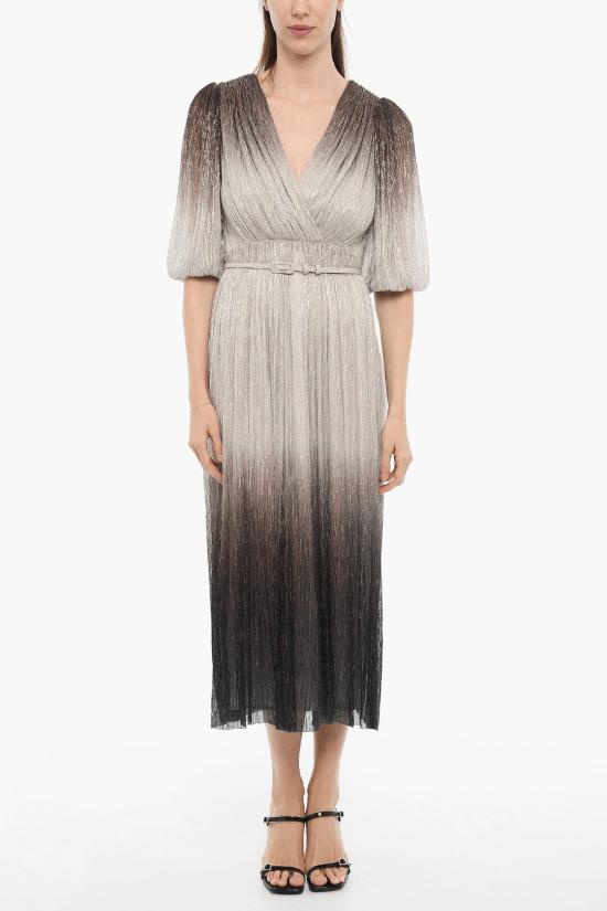  코스타렐로스 롱 원피스 PR23 15 SILVER BLACK METALLIC PLISSE JERSY Silver