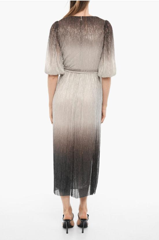  코스타렐로스 롱 원피스 PR23 15 SILVER BLACK METALLIC PLISSE JERSY Silver - COSTARELLOS