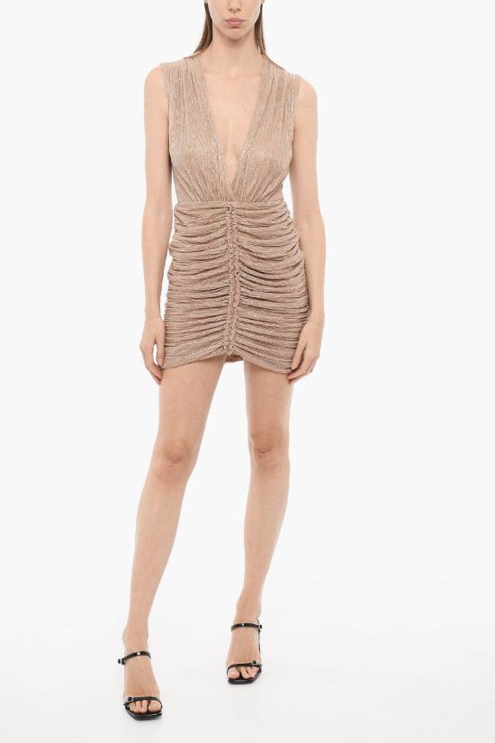  코스타렐로스 숏 원피스 PR23 21 DUSTY PINK METALLIC PLISSE JERSEY Pink