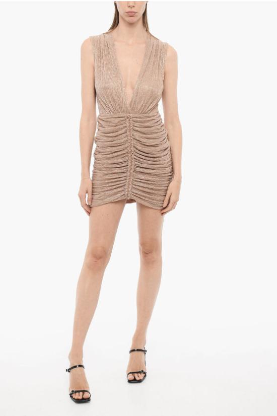  코스타렐로스 숏 원피스 PR23 21 DUSTY PINK METALLIC PLISSE JERSEY Pink