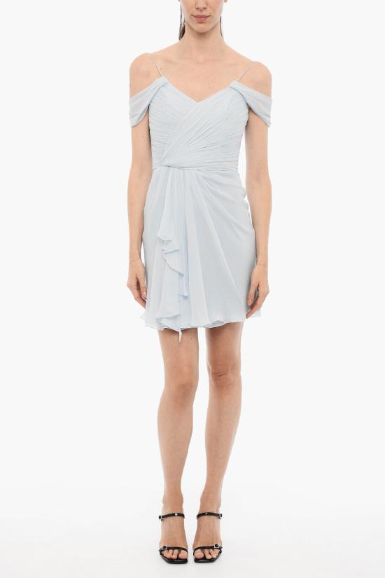  코스타렐로스 숏 원피스 PR23 61 LIGHT BLUE SILK CHIFFON Light blue