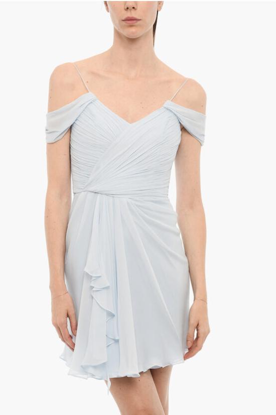  코스타렐로스 숏 원피스 PR23 61 LIGHT BLUE SILK CHIFFON Light blue - COSTARELLOS