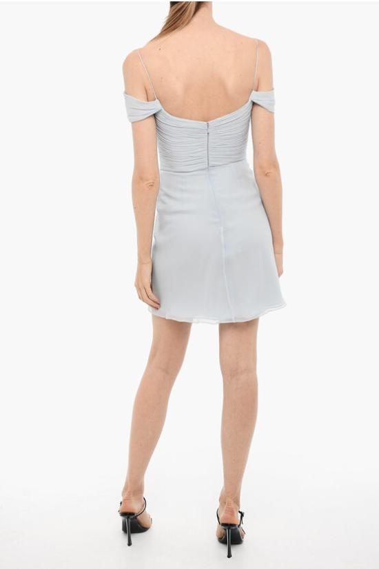  코스타렐로스 숏 원피스 PR23 61 LIGHT BLUE SILK CHIFFON Light blue - COSTARELLOS