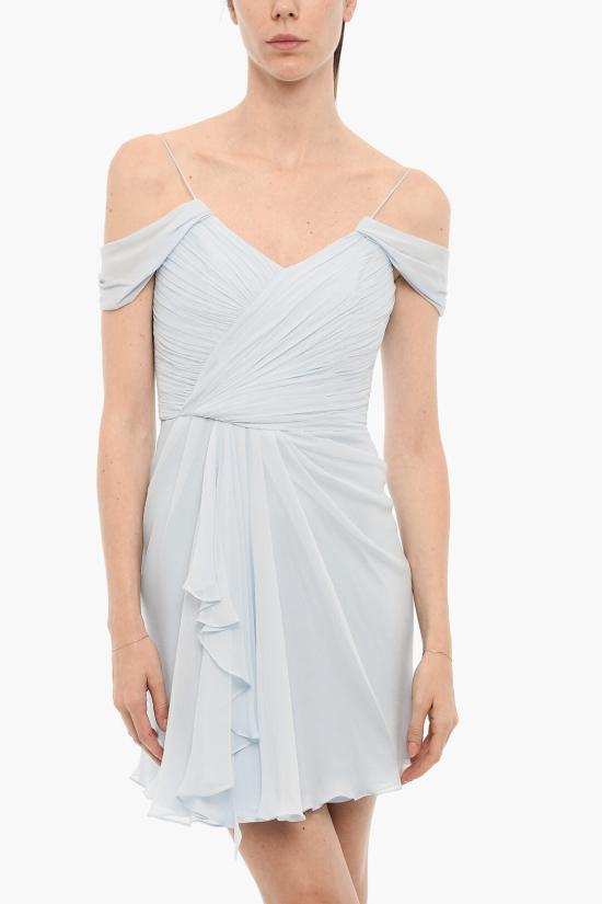  코스타렐로스 숏 원피스 PR23 61 LIGHT BLUE SILK CHIFFON Light blue - COSTARELLOS