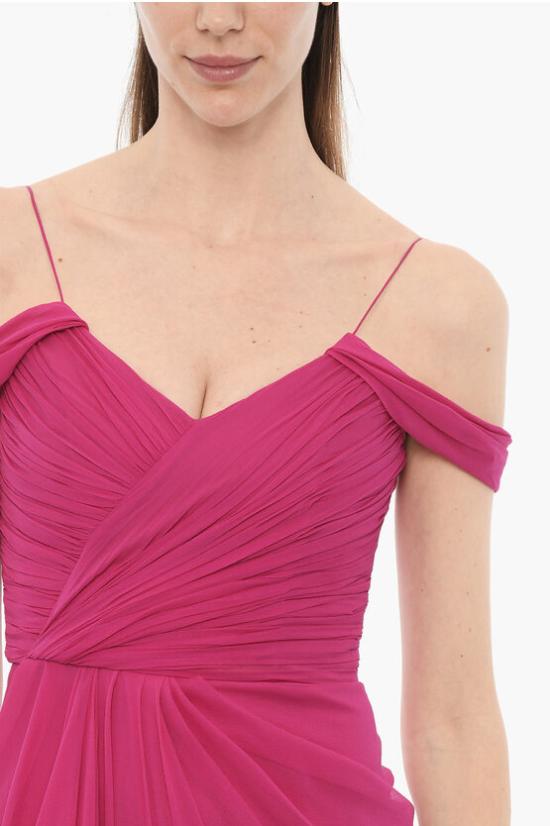  코스타렐로스 롱 원피스 PR23 60 MAGENTA SILK CHIFFON Pink - COSTARELLOS