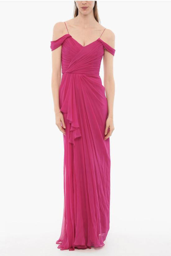  코스타렐로스 롱 원피스 PR23 60 MAGENTA SILK CHIFFON Pink
