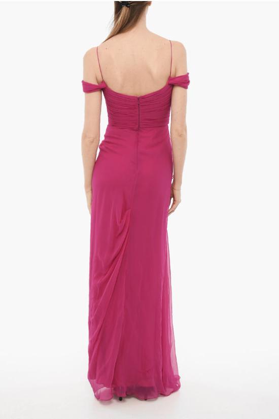  코스타렐로스 롱 원피스 PR23 60 MAGENTA SILK CHIFFON Pink - COSTARELLOS