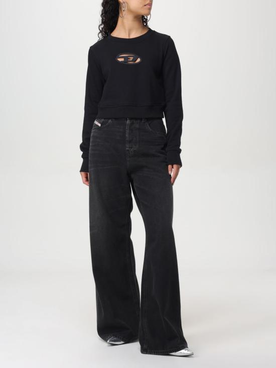 25FW 디젤 F 슬리미 Od 컷아웃 로고 크롭 스웨트셔츠 A099310GRAC 9XX Black - DIESEL