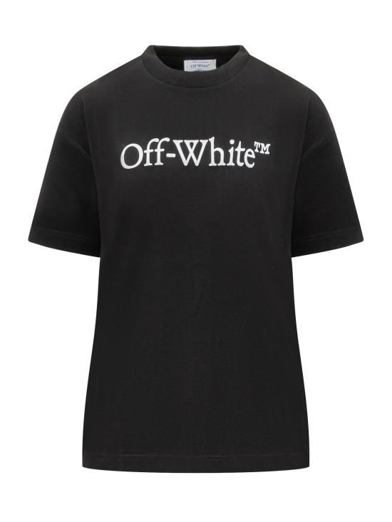 24FW 오프화이트 반팔 티셔츠 OWAA089C99JER003 1001 BLACK WHITE