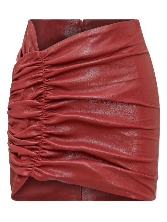  더 마네이 숏 스커트 W22TMWISHAWLEATHSKIRT RED