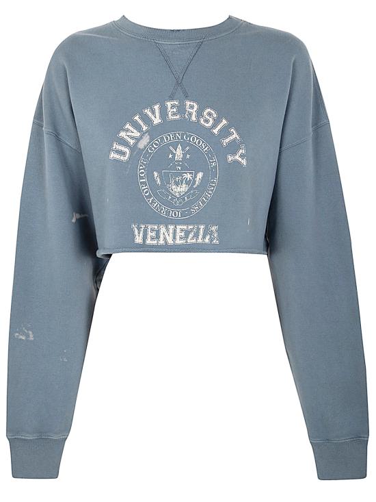 24FW 골든구스 긴팔 티셔츠 GWP01787 P001631 50877 50877 WINDWARD BLUE HERITAGE WHITE - GOLDEN GOOSE